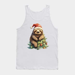 Christmas Sloth Climbing On The Pine Tree Tank Top